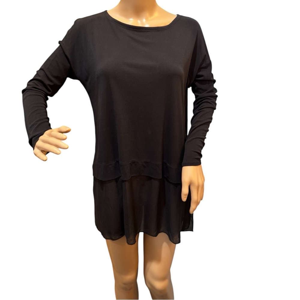 Eileen Fisher 100% Silk Black Lightweight Blouse Size XS